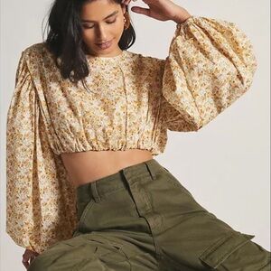 NWT Anthropologie Significant Other Puffed Sleeve Blouse Size US 10